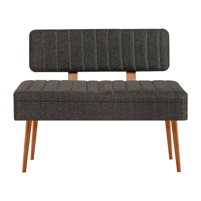 Panca Barthelemy, Panchina multiuso, Seduta per ospiti, Cassapanca multifunzione, 90x39 h40 cm, Quercia e Antracite