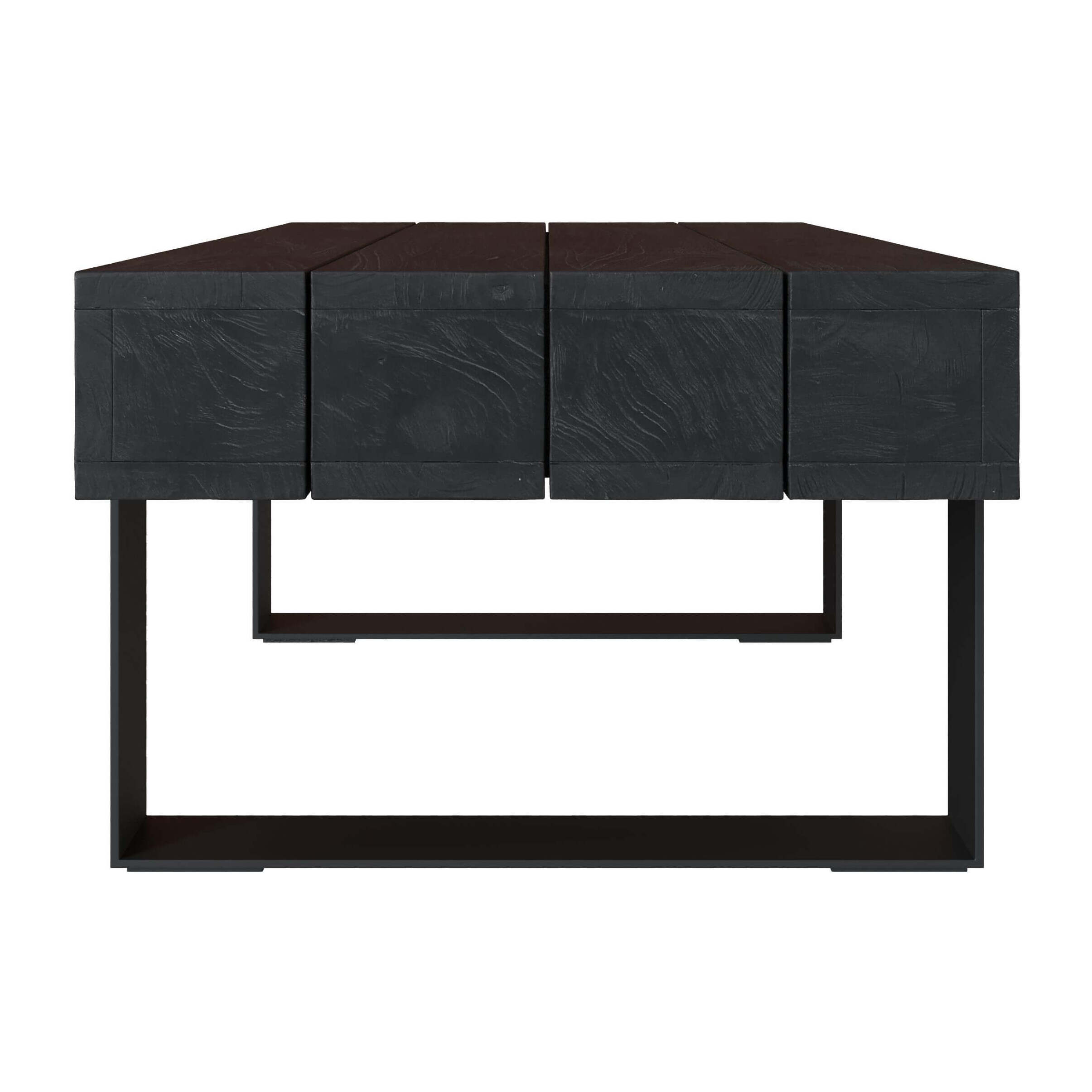 Table basse noire en bois de teck recyclé et pieds en métal - Lya