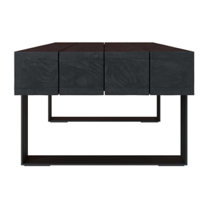 Table basse noire en bois de teck recyclé et pieds en métal - Lya