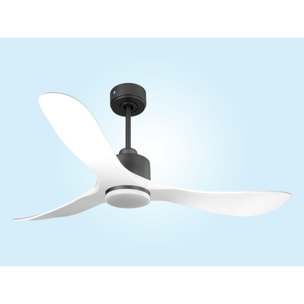 Ventilateur de plafond Réversible  Thermostat Dimmable Wifi Moteur à courant continu Toits en pente Télécommande Lumière à trois tons Hypersilence Mémoire