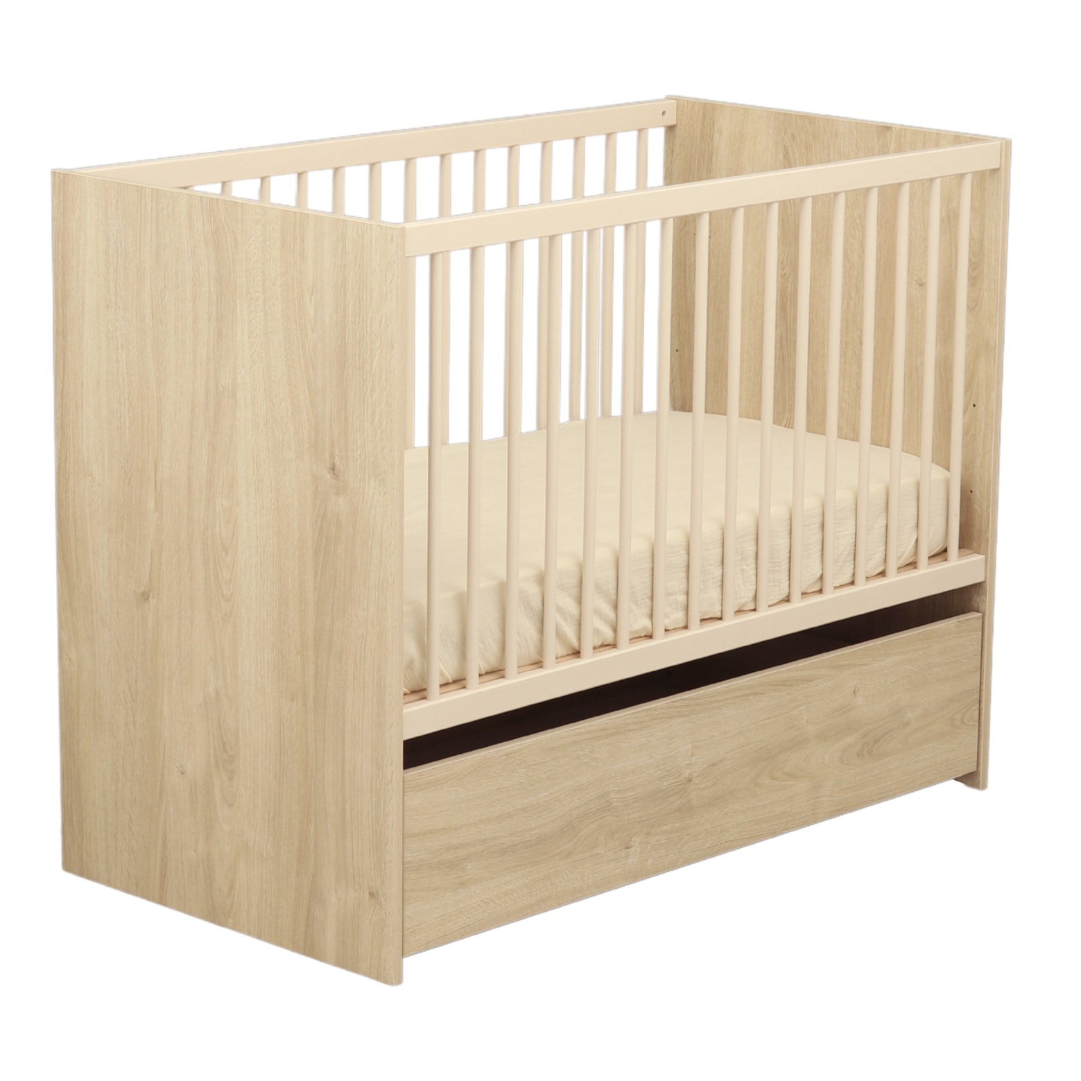 Lit bébé 120x60 à barreaux avec têtes en panneaux