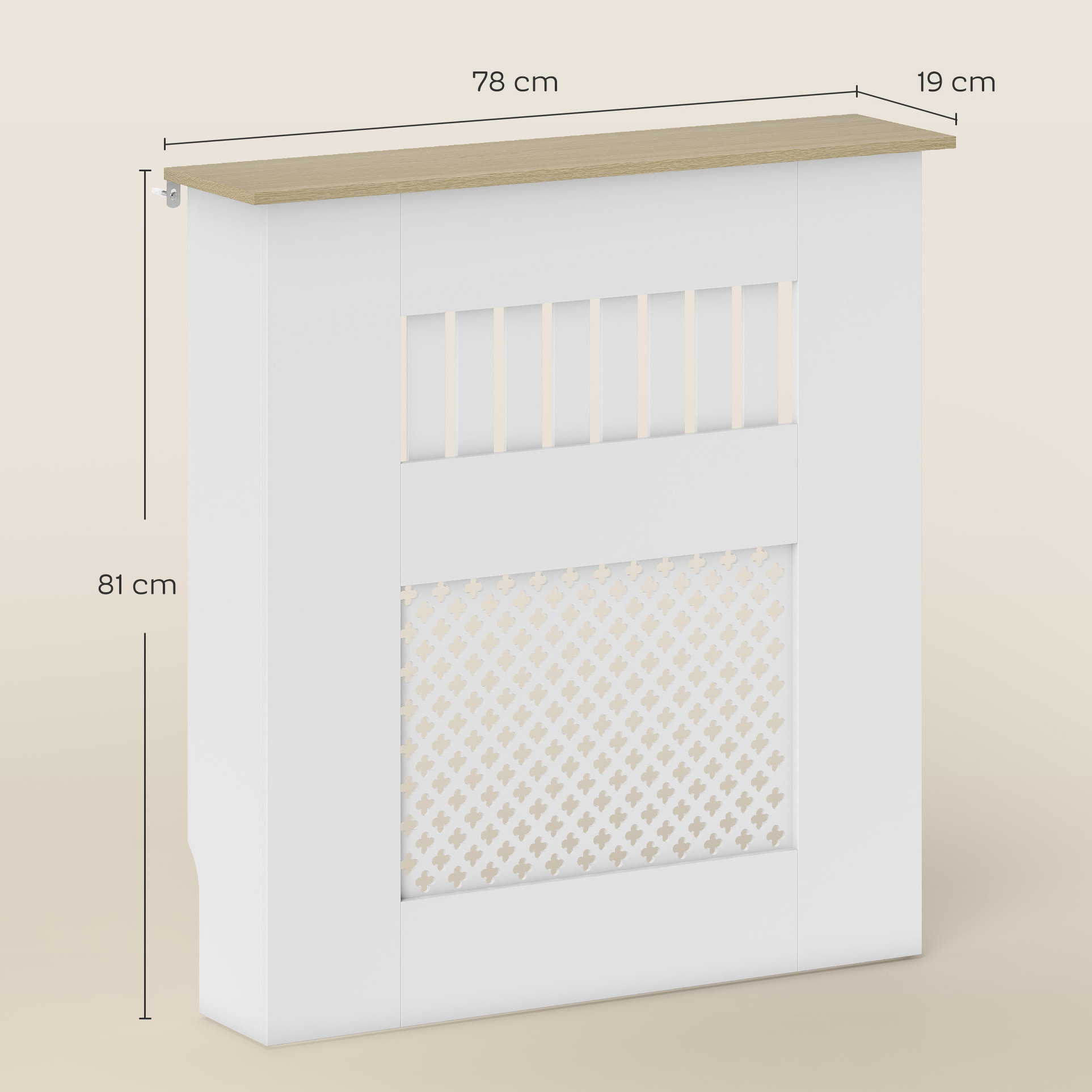 Cubre Radiadores, Cubreradiador de MDF, 78x19x81 cm, Cubierta para Radiador, Diseño Moderno de Listones y Nido de Abeja, para Salón, Dormitorio, Blanco
