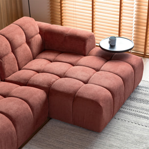 ALINE Canapé d'angle 3/4 places nuage en velours terracotta