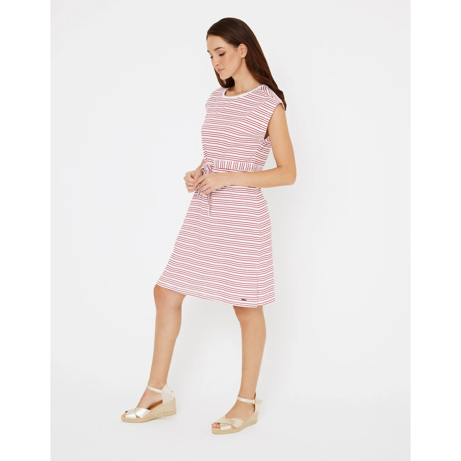 Vestido Corto Algodón de Rayas Rojo - Furia