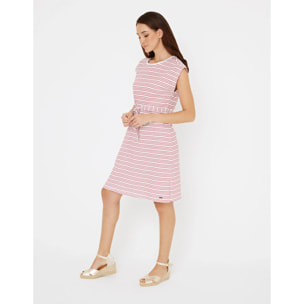 Vestido Corto Algodón de Rayas Rojo - Furia