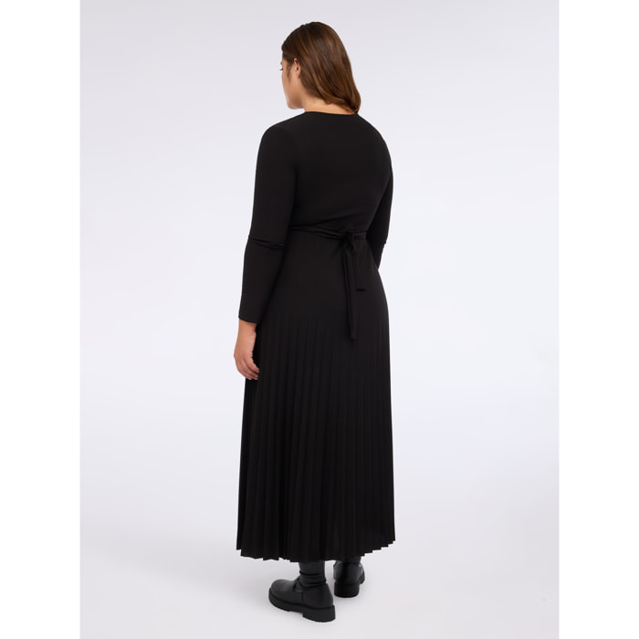 Fiorella Rubino - Vestito con gonna plissé e cintura - Nero