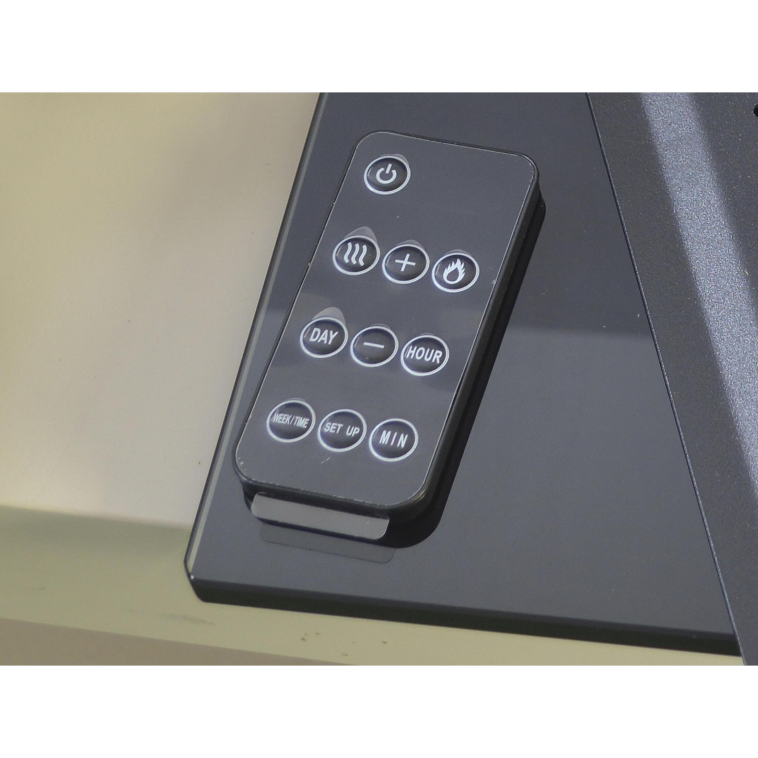 Cheminée électrique 2kW verre trempé noir avec télécommande