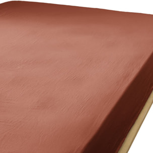 Drap Housse - Bonnet:30cm - 100% gaze De Coton Terracotta
