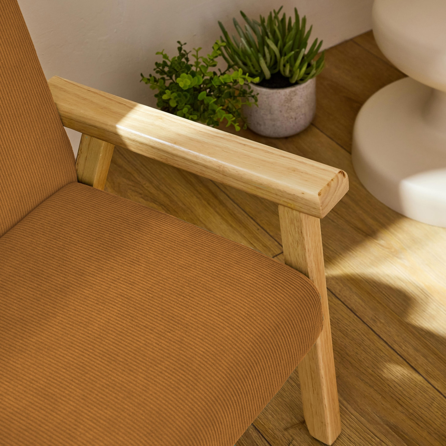 Fauteuil scandinave enfant velours côtelé et bois d'hévéa ISAK KID