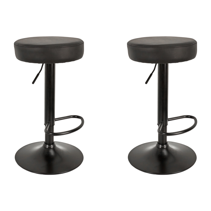 Tabouret De Bar Reglable Mumford Noir - Lot De 2