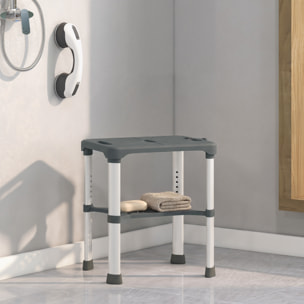 Tabouret de douche réglable avec poignée ventouses étagère support pommeau intégrés