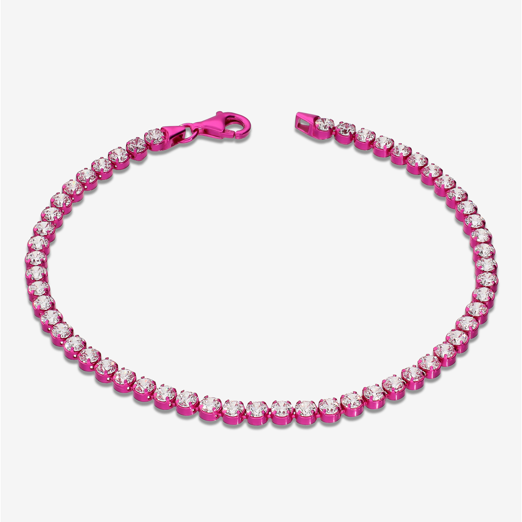 Bracciale Tennis Fucsia in Argento 925 con Cubic Zirconia