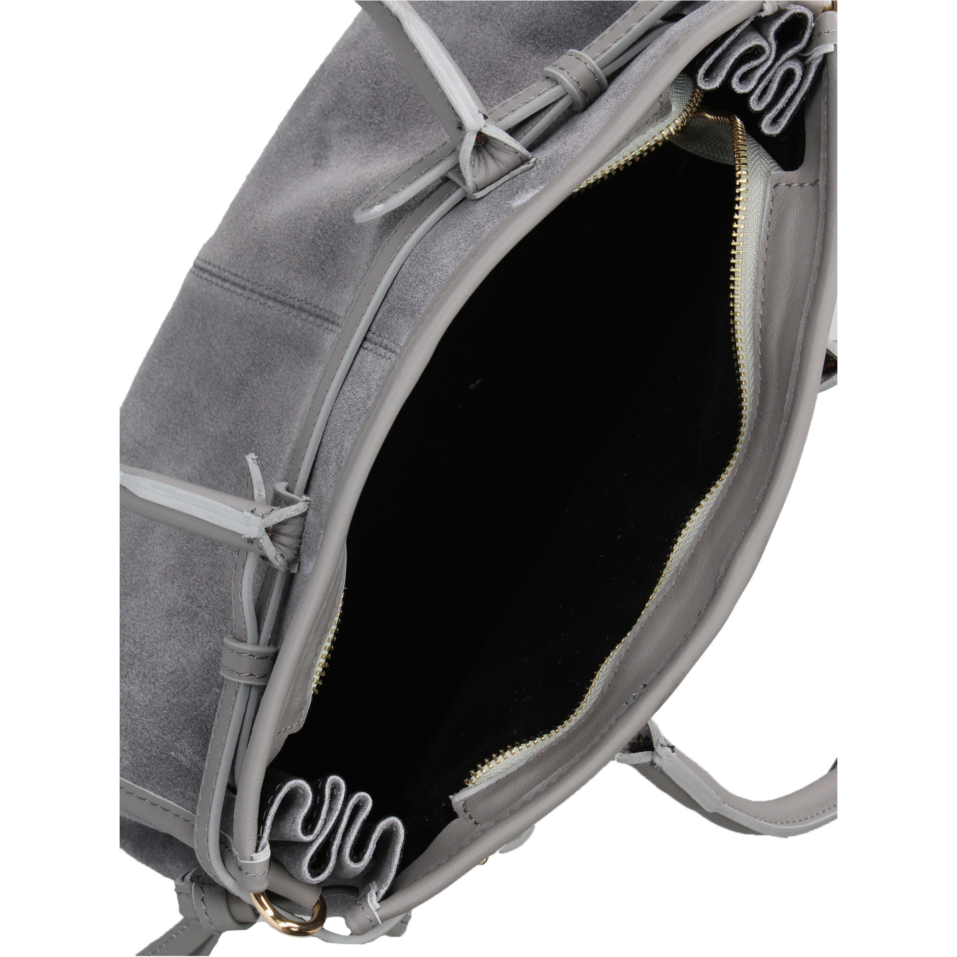 Borsa a spalla da donna Made in Italy - Modello Novara Ultra - Pelle scamosciata - 31.5 x 20.0 x 14.0 cm