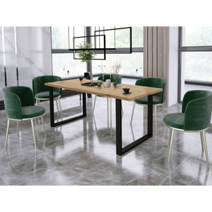 Caronal - table à manger - aspect chêne clair et noir - 4 à 8 personnes - Beige / Noir