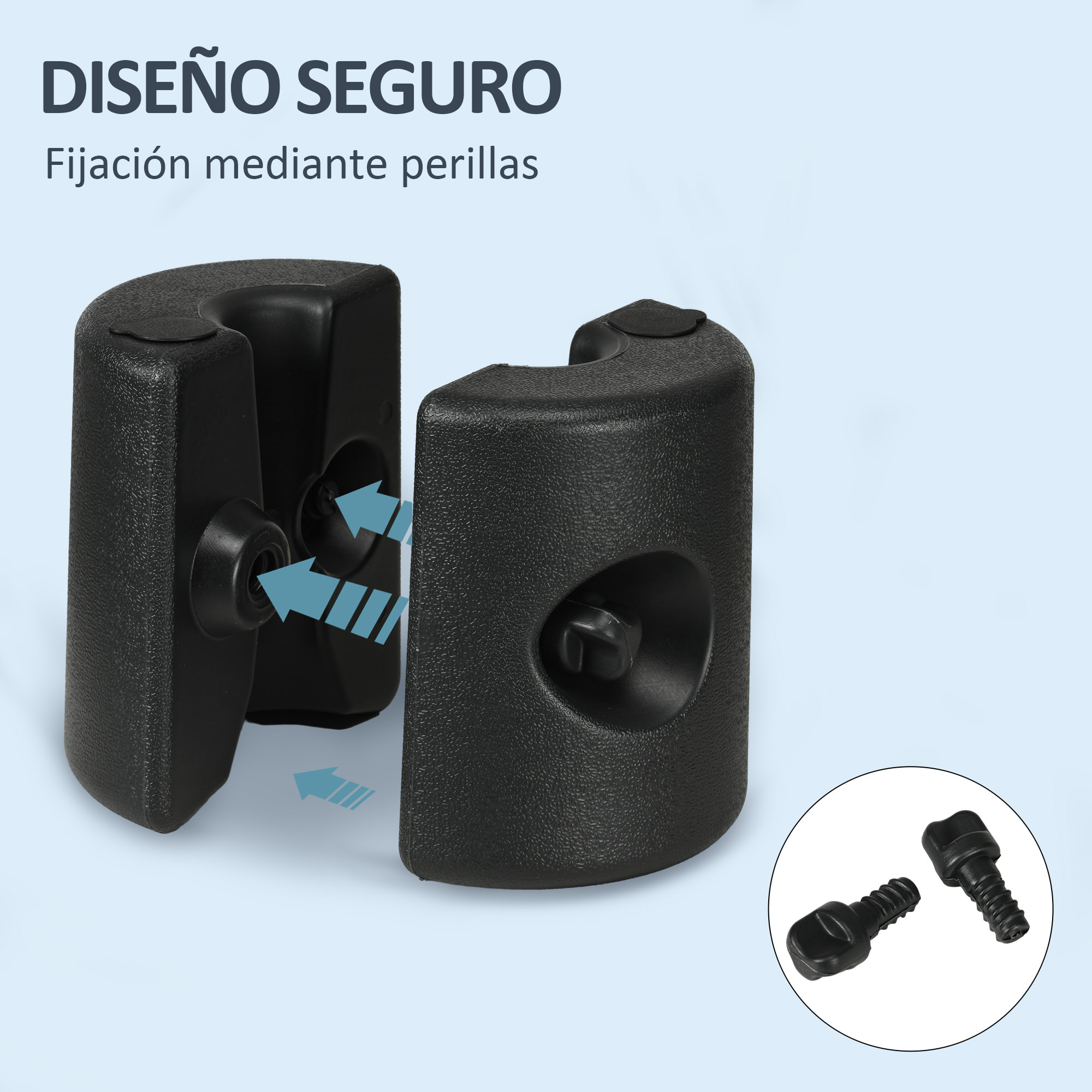 Pack de 4 Pesos para Carpas Plegables Soportes Rellenables con 9,2 kg de Agua o 12 kg de Arena Pesos para Cenador con Perillas de Fijación Ø24x25,5 cm Negro