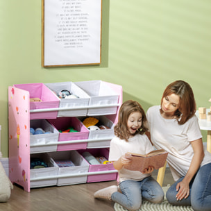 Estantería Infantil con 9 Cajas de Tela no Tejida Extraíbles Organizador de Juguetes para Dormitorio Guardería 63x30x60 cm Rosa