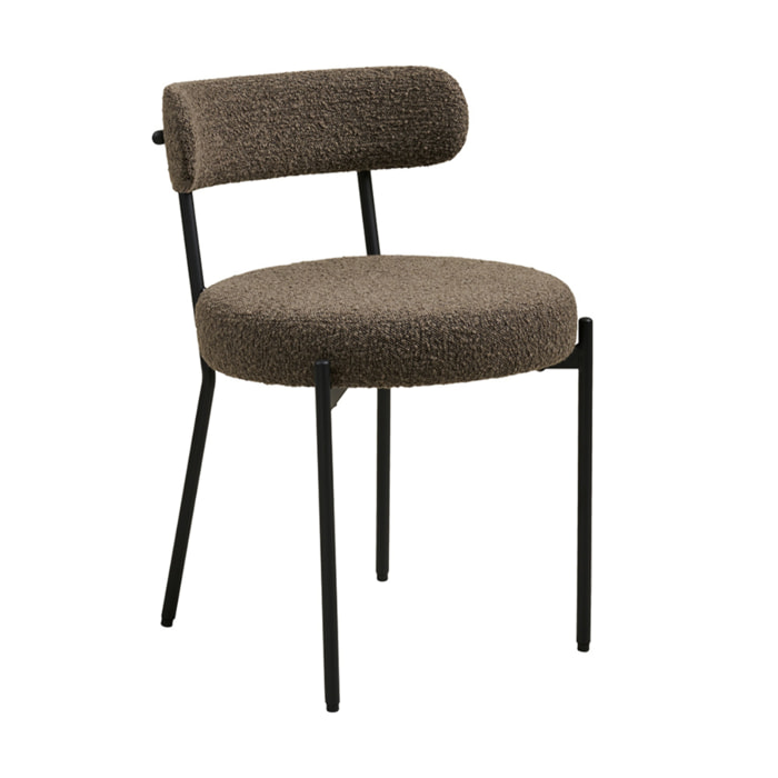 Ivanec - lot de 2 chaises - en tissu bouclette - Marron