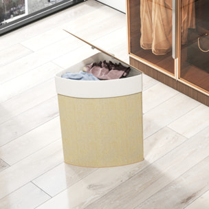 Panier à linge d'angle bambou 55L déhoussable lavable beige