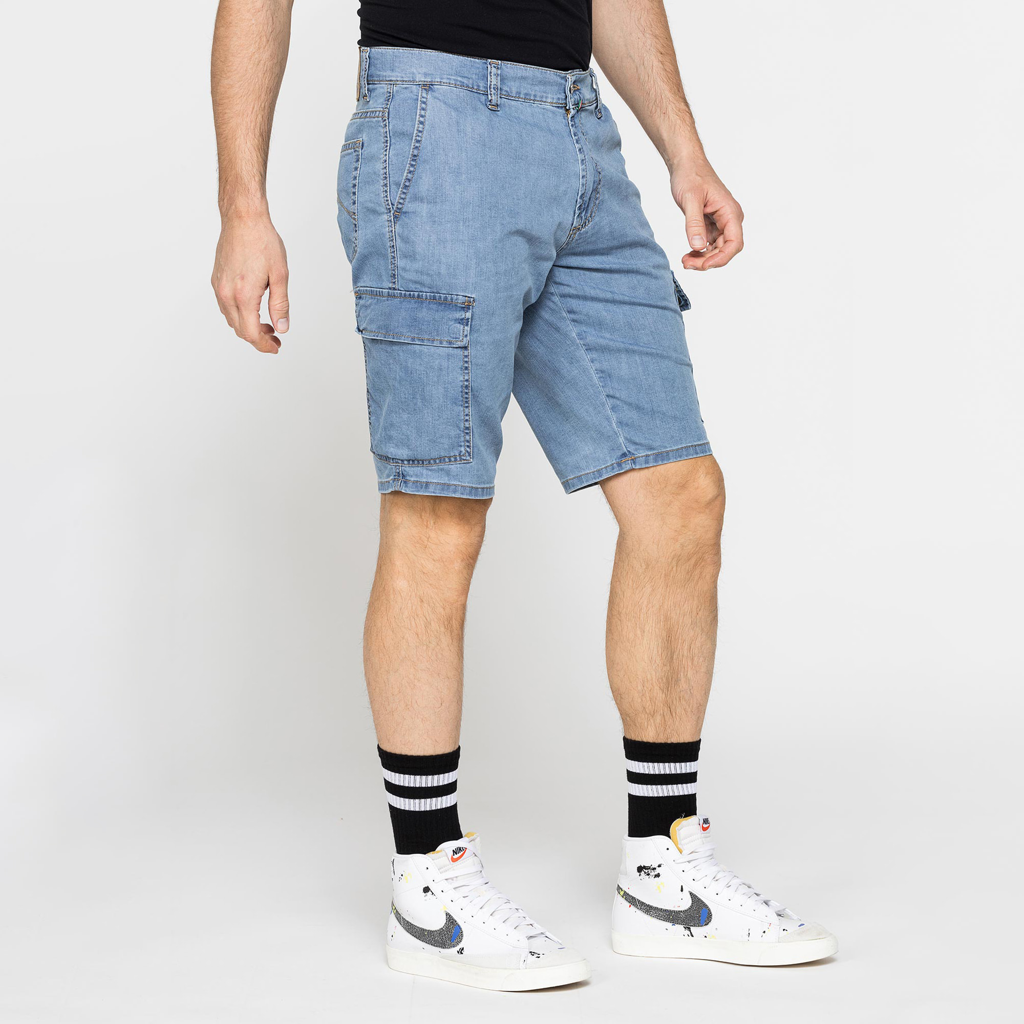 BERMUDA TASCONATO IN DENIM LEGGERO ELASTICIZZATO 9 oz.