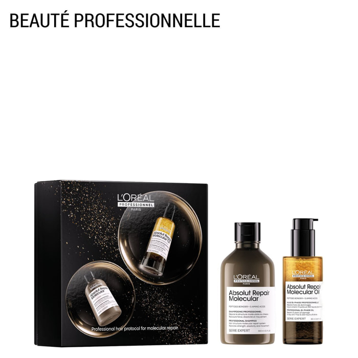 Serie Expert Absolut Repair Molecular - Coffret Shampooing 300ml + Huile Bi-Phase Absolut Repair Molecular 90ml