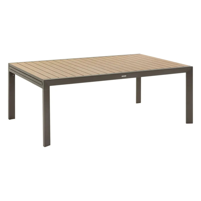 Table de jardin extensible "Évasion" en aluminium honey et praline traité époxy 14 places