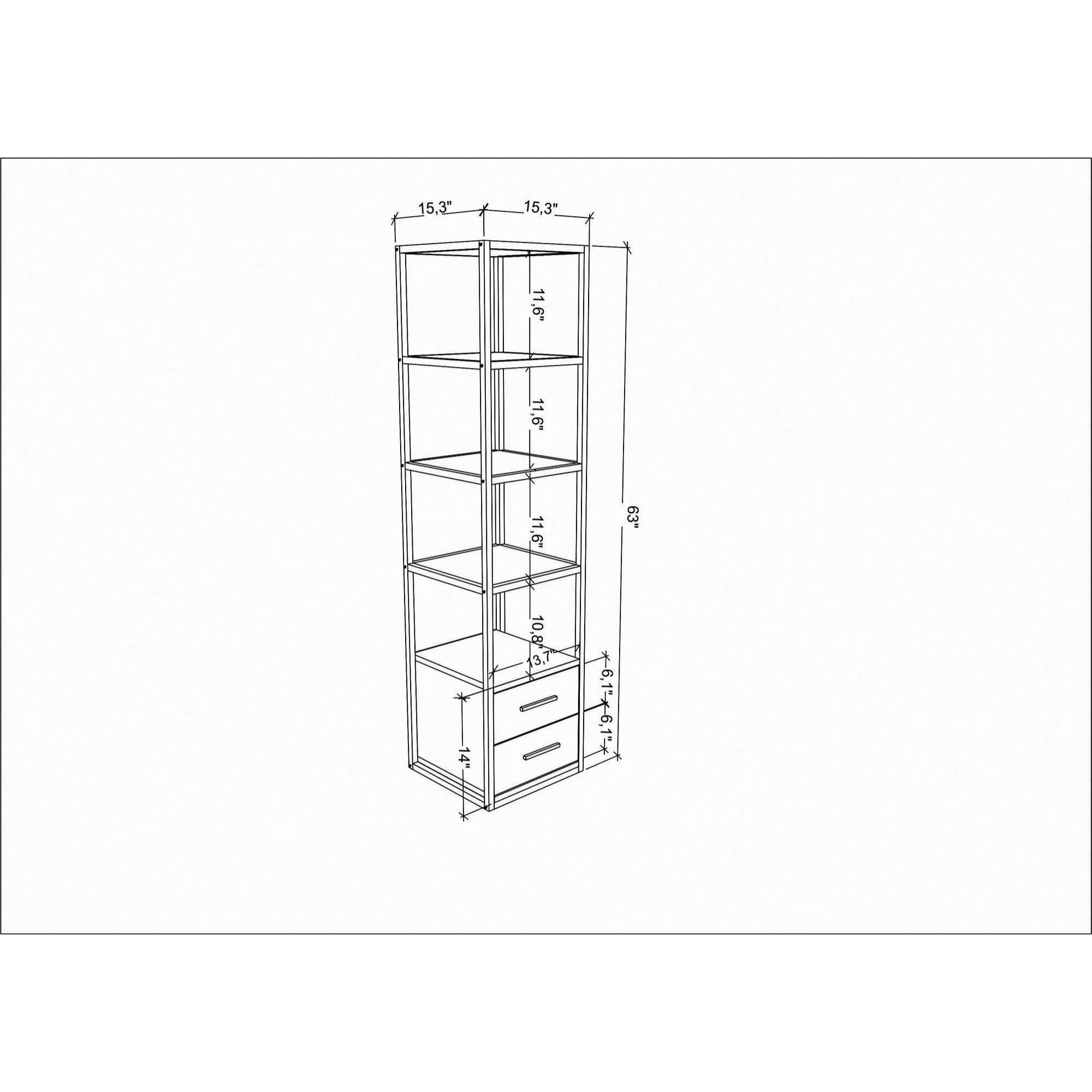 Libreria Dfogliat, Scaffale da ufficio, Mobile portalibri, Biblioteca, 39x39h169 cm, Oro e Quercia