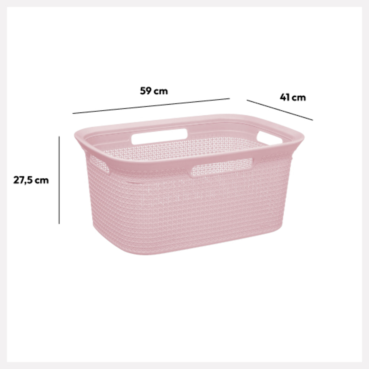 Corbeille à linge 45L "Scandinave" rose