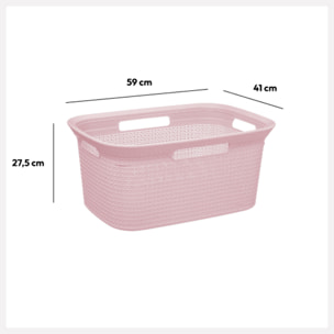 Corbeille à linge 45L "Scandinave" rose