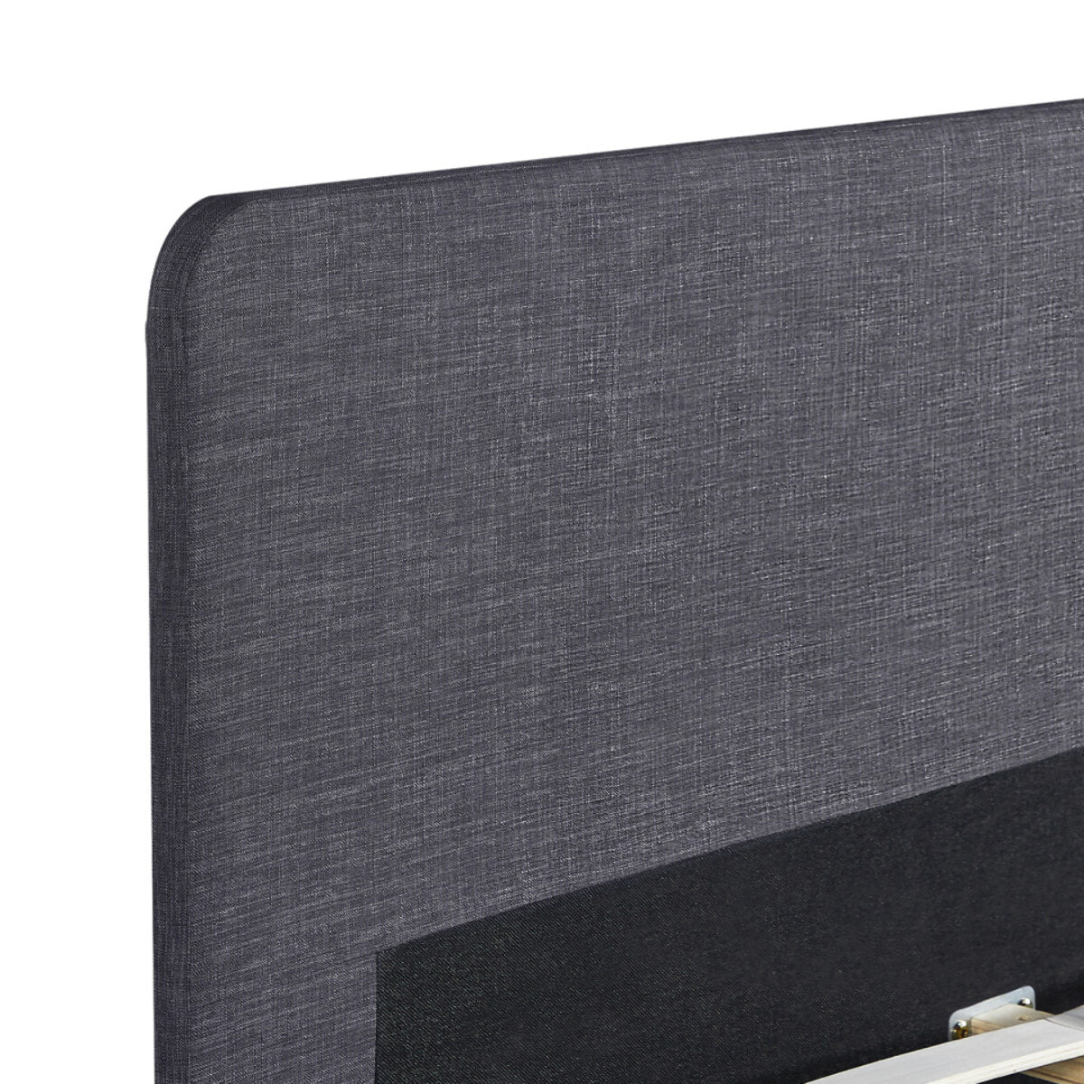 Lit Evy 160x200cm tissu gris pieds bois