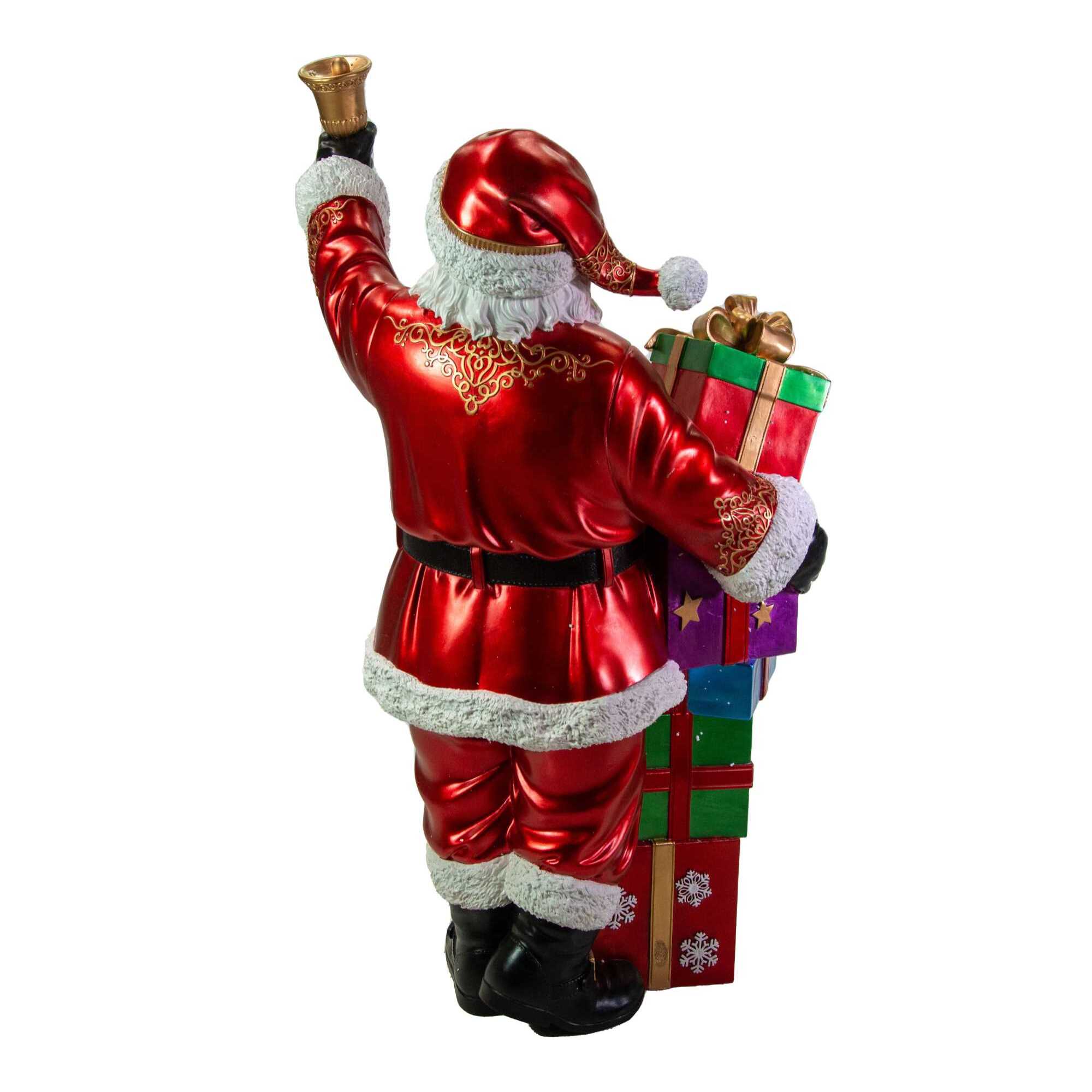 Babbo natale in resina con regali e led rosso cm90x60h152