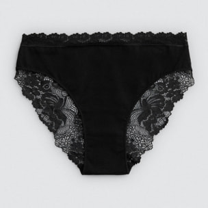 Mini mutandine di cotone con pizzo nero