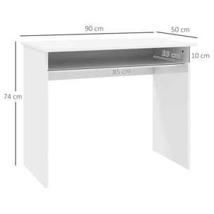 Bureau informatique multimédia multi-rangement  1 étagère - 90l x 50P x 74H cm blanc