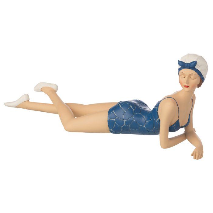 J-Line Femme Maillot de Bain + couché décorative - polyrésine - bleu