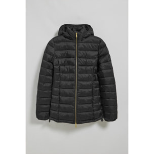 Chaqueta ultralight negra Cintia de capucha extraíble y bordado PC