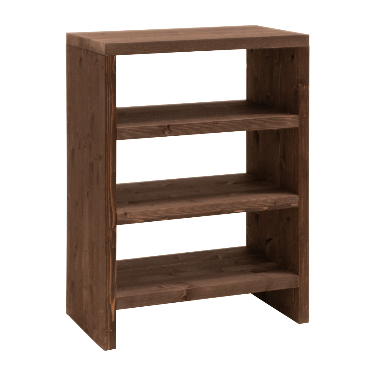 Estantería zapatero de madera maciza tono nogal 80x60cm Alto: 80 Largo: 60 Ancho: 35