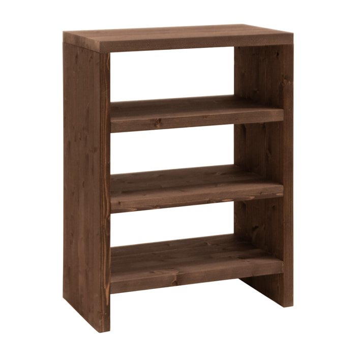 Estantería zapatero de madera maciza tono nogal 80x60cm Alto: 80 Largo: 60 Ancho: 35