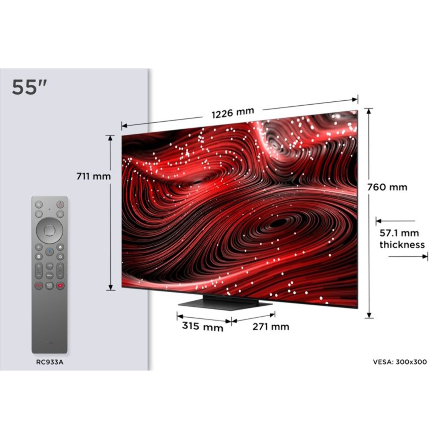 TV Mini LED TCL 55C89K 2025-55 pouces (139cm)