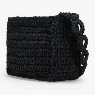 Bolso de hombro negro en rafia