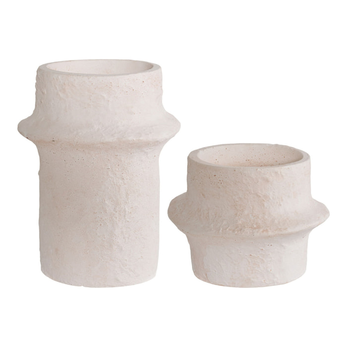 Set 2 portacandele in cemento bianco Vikasa Home