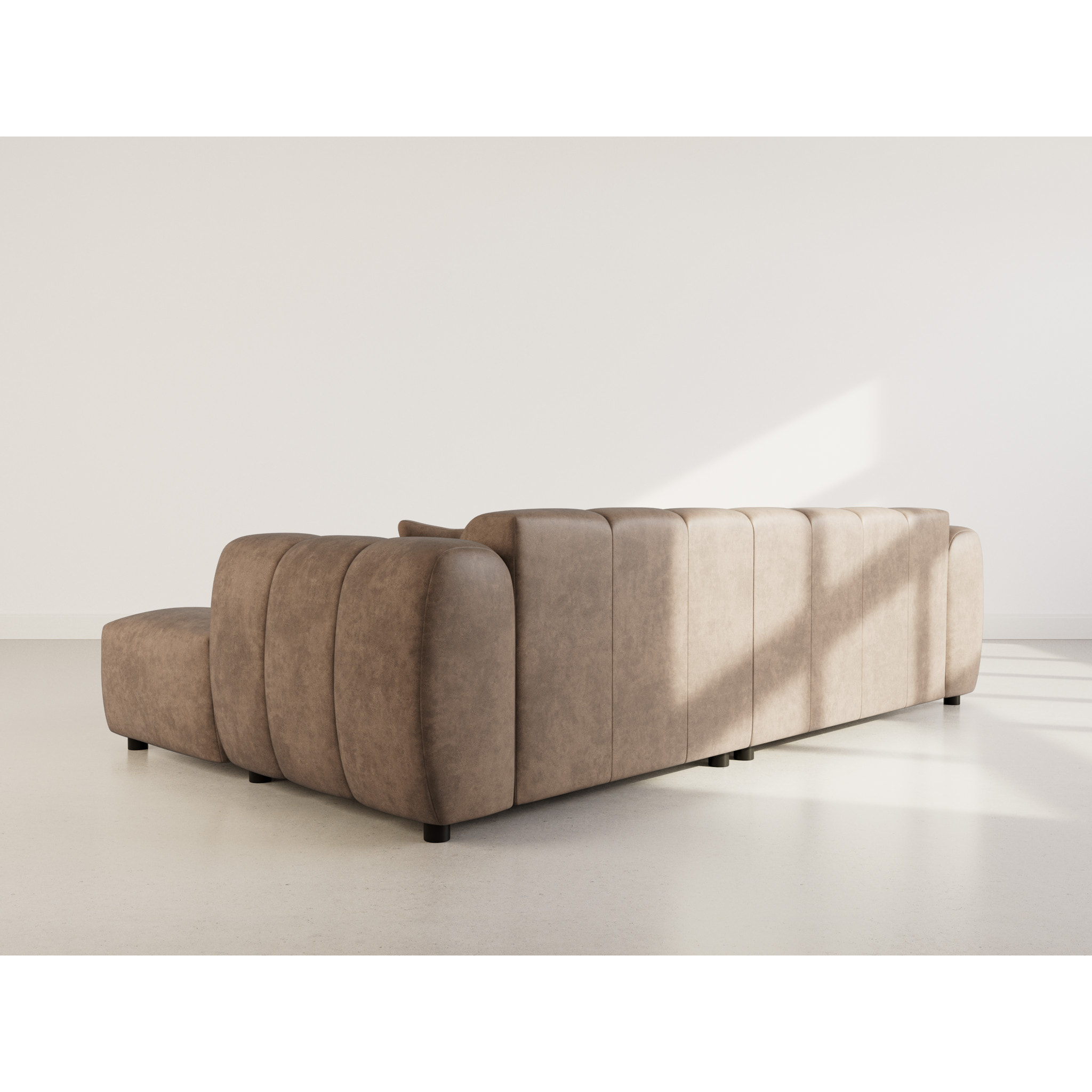 Curtis - canapé d'angle droit 4 places en simili - Taupe