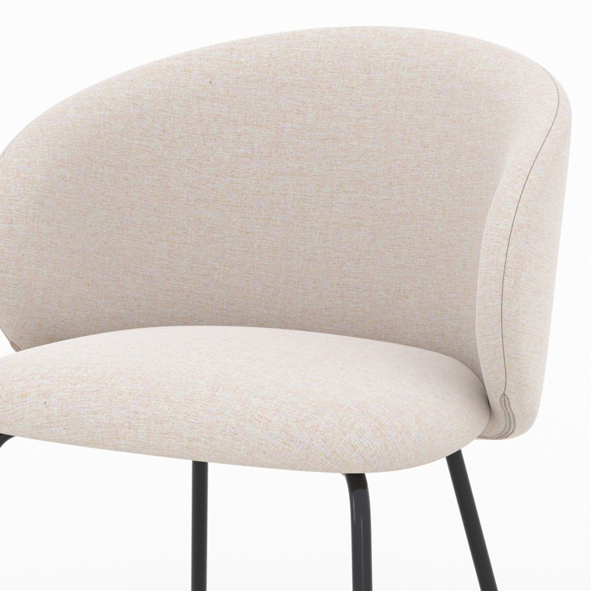 Lot de 2 chaises en tissu beige et pieds en métal noir - Victoria