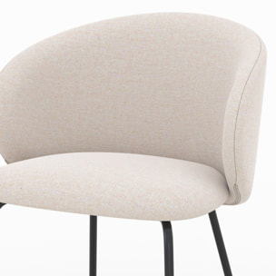 Lot de 2 chaises en tissu beige et pieds en métal noir - Victoria