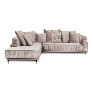 Canapé Velours Angle gauche Beige Fiorenzo - 4 Places