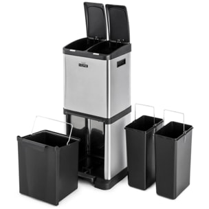 Cubo de reciclaje ecológico 32 litros de 3 compartimentos (2 de 8 L + 1 de 16 L), reciclaje de basura / cubos de reciclaje, Gran Capacidad, para Papel