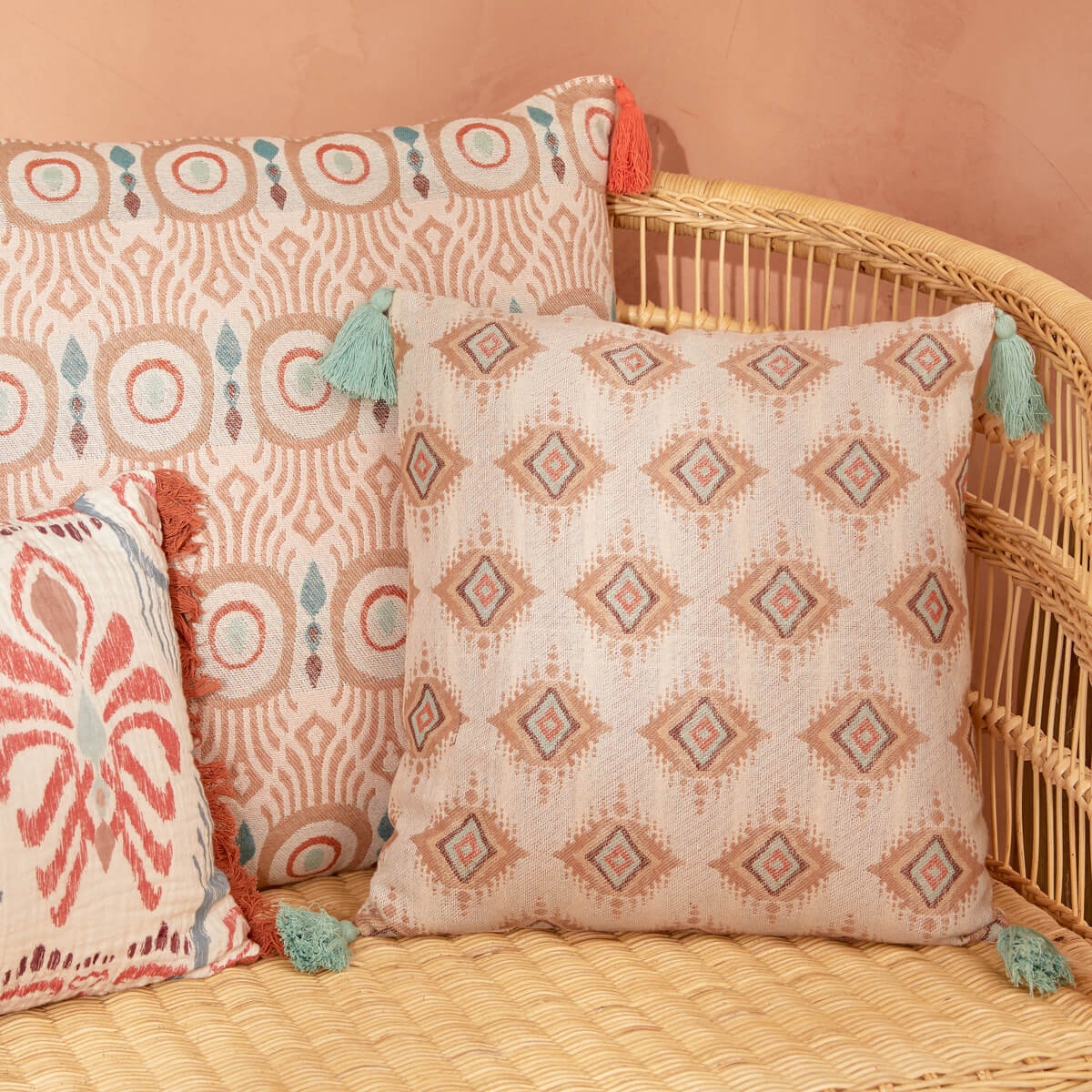 Coussin "Ikat" jacquard 50x50cm