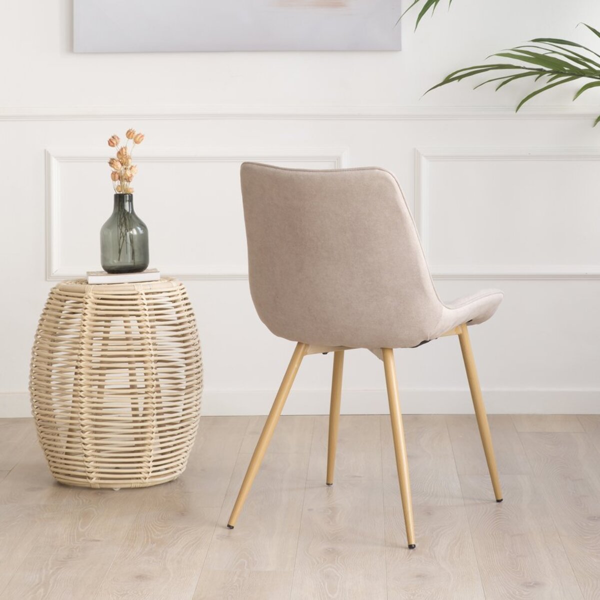 Chaise rembourrée Roma -tapissé-couleur beige 55 x 85 x 61 cm