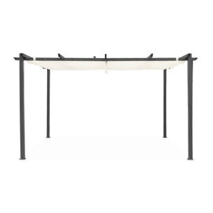 Pergola aluminium - Isla 3x4m -  Toile écru- Tonnelle idéale pour votre terrasse. toit rétractable. toile coulissante. structure aluminium