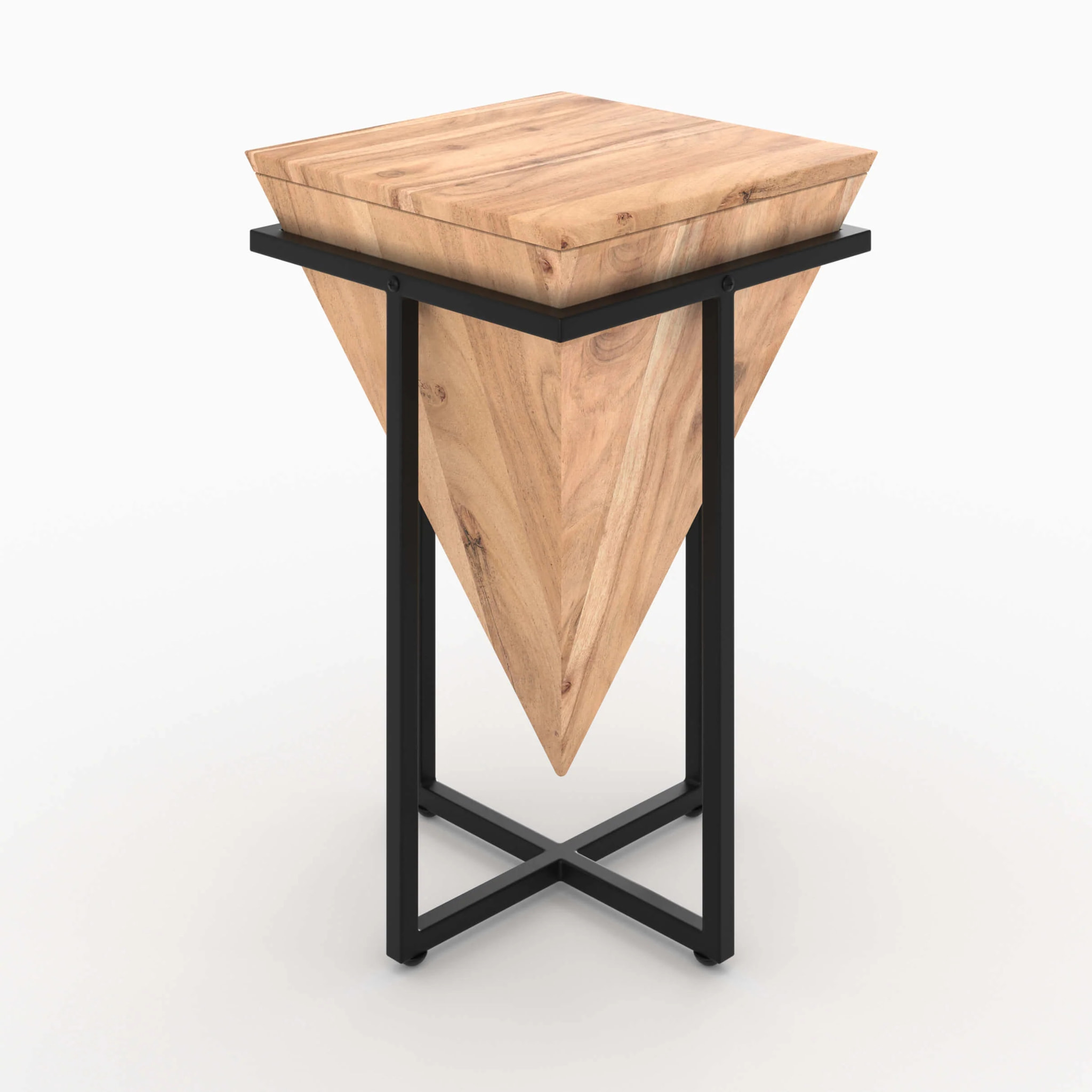 Grande sellette en bois d'acacia et métal - Shanghai