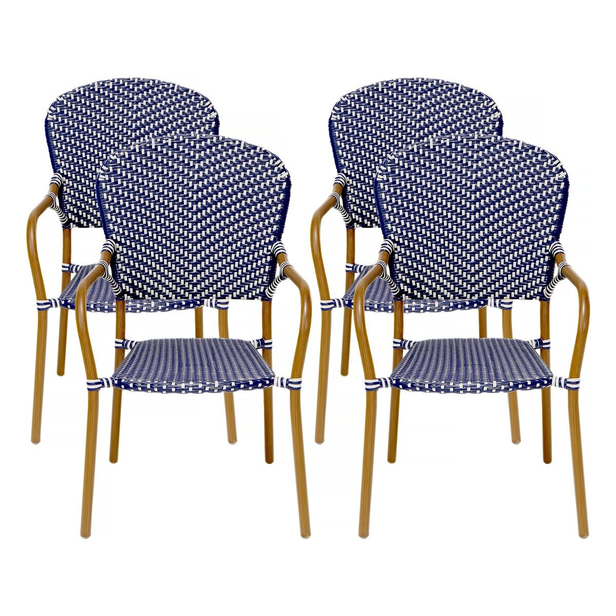 Lot de 4 chaises d'extérieur bistro "Maya" - Bleu