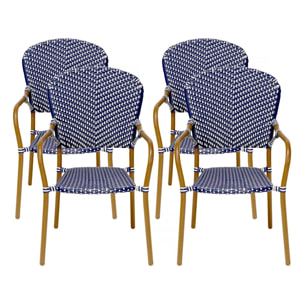 Lot de 4 chaises d'extérieur bistro "Maya" - Bleu